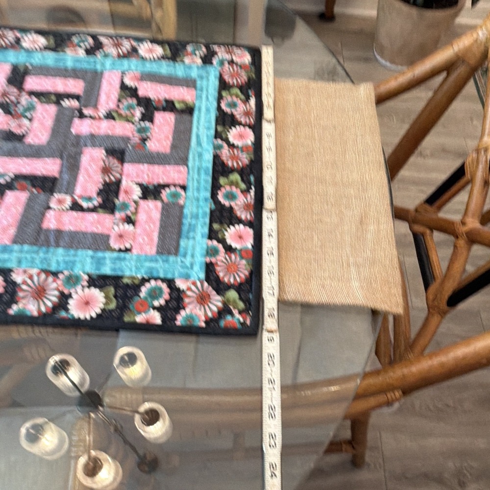Handmade Quilted Patchwork Floral Table Runner Rectangular Multicolor 36x18 - Picture 11 of 11